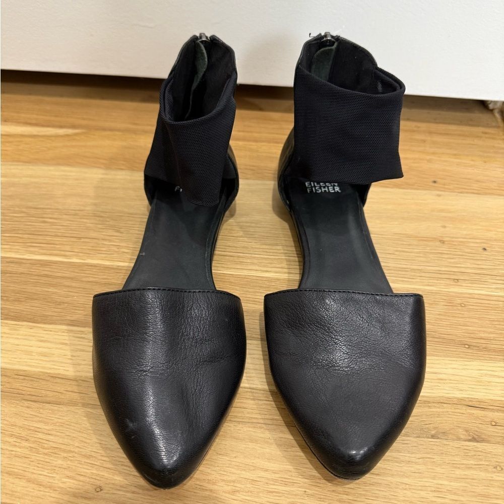 Eileen Fisher Allot Tumbled Leather Flat 7 - Picture 8 of 9